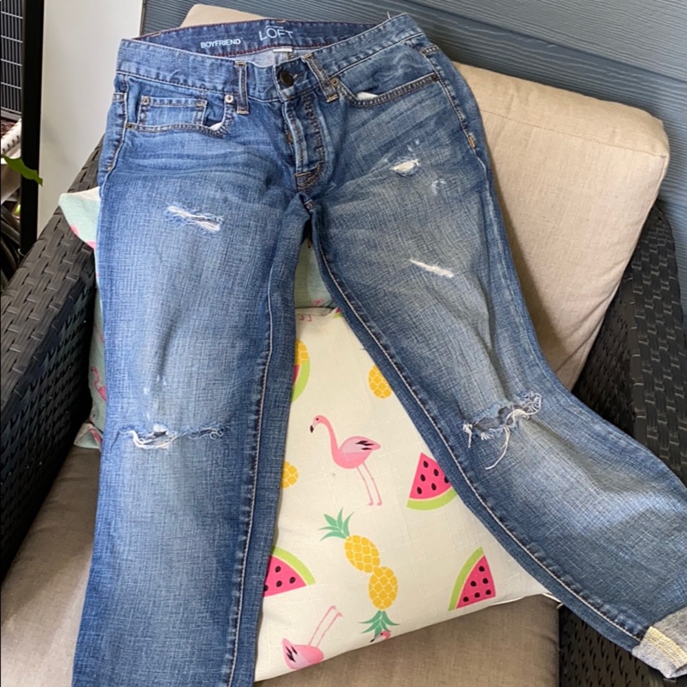 Loft Boyfriend Distressed Jeans
